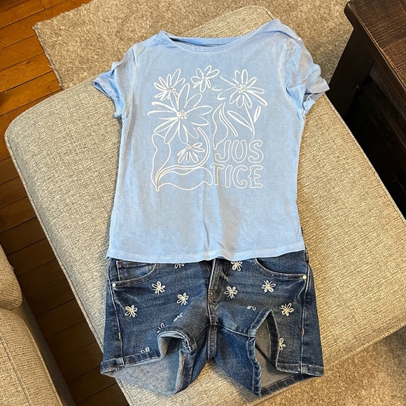 Justice Blue Floral Kids Tee - Picture 1 of 4